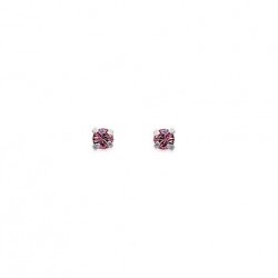 Boucles d'oreilles ARGENT Petit DIAM'S Cristal ROSE 3mm