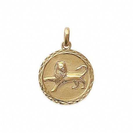 Pendentif Médaille Zodiaque LION Plaqué Or