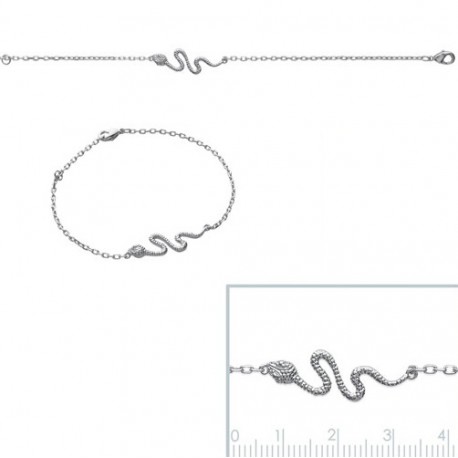 Bracelet Serpent Réglable En Argent Massif