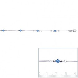Bracelet Cristal Bleu Clair Maille Serpent Carrée En Argent Massif