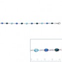 Bracelet Cristal 3 Teintes De Bleu En Argent Massif