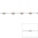 Bracelet 6 Perles Ovales Maille Forçat En Argent Massif