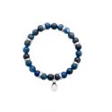 Bracelet Shark Perles Jaspe Bleu Et Acier Pour Homme Lithothérapie