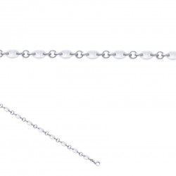 Bracelet Acier Et Céramique Grains De Café Blancs 19 cm Pour Femme
