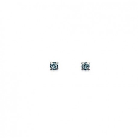 Boucles d'oreilles ARGENT Petit DIAM'S Cristal BLEU CLAIR 2,5mm