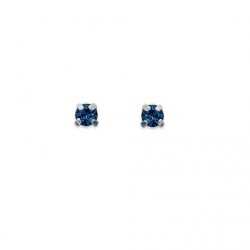 Boucles d'oreilles ARGENT Petit DIAM'S Cristal BLEU 3,5mm