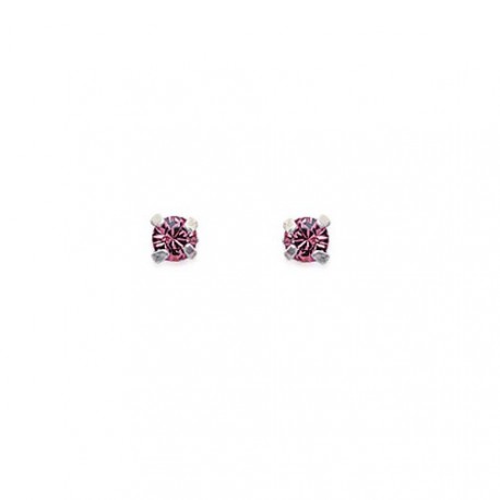 Boucles d'oreilles ARGENT Petit DIAM'S Cristal ROSE 3,5mm