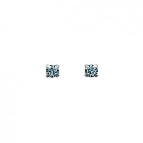 Boucles d'oreilles ARGENT Petit DIAM'S Cristal BLEU CLAIR 3,5mm