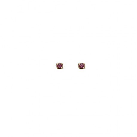 Boucles d'oreilles Plaqué Or Petit DIAM'S Cristal MAUVE  2,5mm