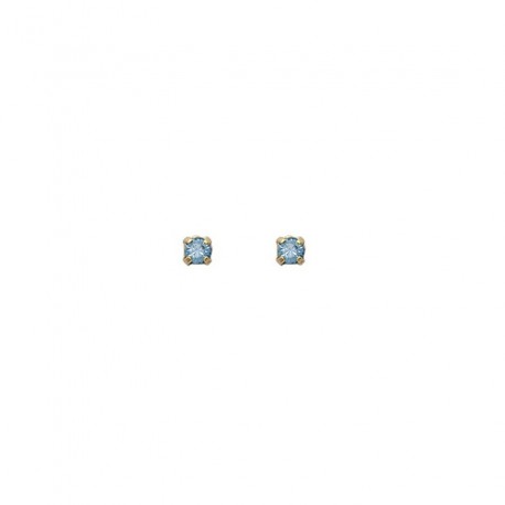 Boucles d'oreilles Plaqué Or Petit DIAM'S Cristal BLEU CIEL 3mm