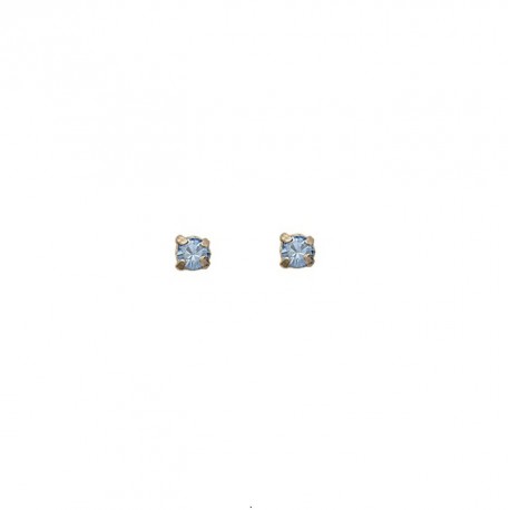 Boucles d'oreilles Plaqué Or Petit DIAM'S Cristal BLEU Ciel 3,5mm
